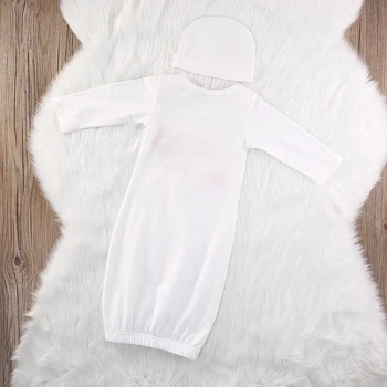 Cute Baby Pige Tøj Nyfødte Baby Pige Tage Hjem Baby Kjole Blomstret Nattøj Kostume Hat Pyjamas