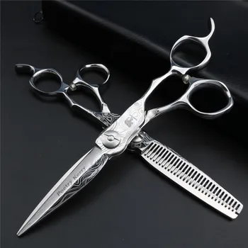 Damaskus frisør saks mønster 440C stål hair salon styling frisør tools 6 tommer Japansk frisør sakse