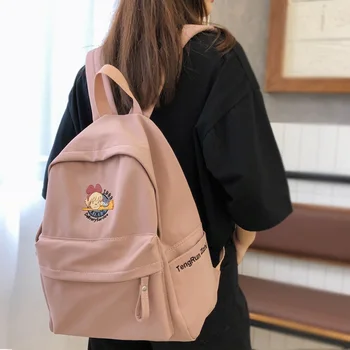 DCIMOR Nye Broderi Kvinder Rygsæk Kvindelige Solid Farve Studerende skoletaske Teenage piger koreanske afslappet skole taske Travel Mochilas