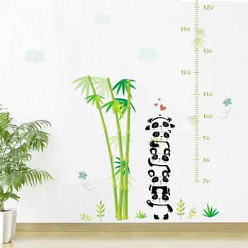 Dejlige Panda Bambus Måle Højde Sporvidde Stickers Wall Stickers Børnehave Kids Room Decor Børn Height Hersker Stadiometer