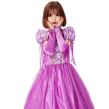 Deluxe Lilla Tegneserie Prinsesse Cosplay Kostume Til Kvinder Halloween Kostume Til Voksne Carnival Part Kjole Op Kulør