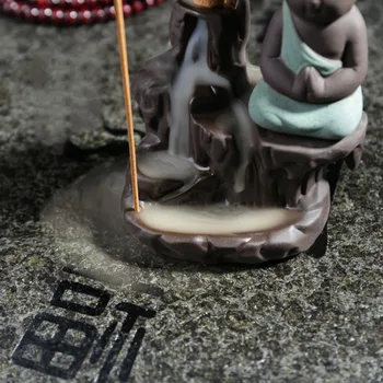 Den Lille Munk Buddha Tilbagestrømning Røgelse Lugt Brænder Keramiske Aromaterapi Ovnen Lugt Aromatisk Tehus Hjem Dekoration