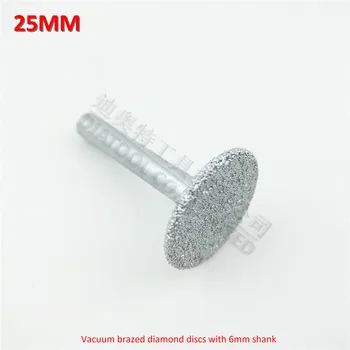 DIATOOL 1 sæt Vakuum loddede diamant skiver med 6 mm skaft(25 mm+30 mm+35 mm) diamant disc til skæring, slibning og gravering