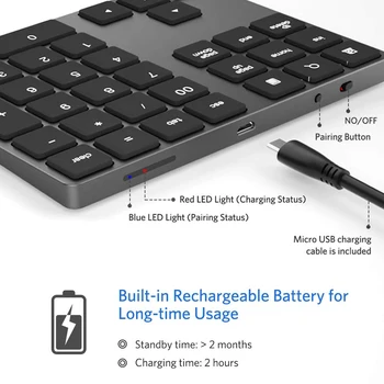 Digital Tastatur Bluetooth Nye Bærbare Mini-Bærbare Aluminium 34 Nøgler Trådløse Tastatur Tastatur Til Kontor-MacBook Air/Pro