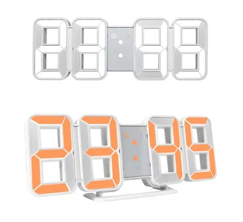 Digital Wall Clock 3D LED Store Tid, Kalender Temperatur Bruser Tabel Moderne Design, Digitalt Tabel Ur Baggrundslys Hjem Ure