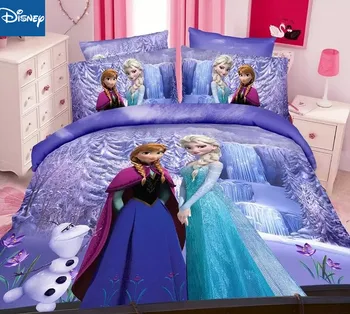 Disney frosne strøelse sæt til piger soveværelse dekoration twin size dyne dækker sengetæppe enkelt flade plader 3stk børn hjem tekstil