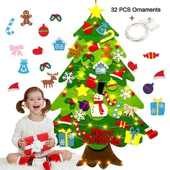 DIY Følte juletræ Døren vægtæppe Børn Gaver Part Forsyninger juletræ Sæt Ornament 98cm*70cm