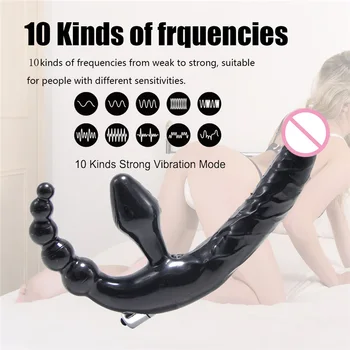 Dobbelt Anal Strapon Dildo Vibrator for Par Vibrerende Faloimitator Anal Perler Butt Plug sexlegetøj Til Voksne Kvinde