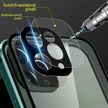 Dobbelt-Sidet Spænde Magnetiske Clear cover Til iPhone 12 Pro Max 12 mini X Stødsikkert Fuld Linse Metal Beskyttelse Cover Gennemsigtig