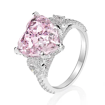 ELSIEUNEE Massiv 925 Sterling Sølv 11ct Pink Kvarts Ædelsten Ringe Til Kvinder, Bryllup, Engagement Fine Smykker Ring Engros