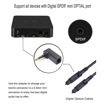 EMK mini toslink adapter til 90 graders Højre vinkel 3.5 Optisk Adapter til Macbook, TV-Boks