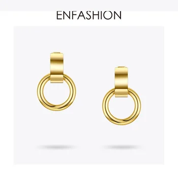 ENFASHION Buede C Cirkel Drop Øreringe Til Kvinder Guld Farve Rustfrit Stål Geometriske Earings Mode Smykker 2020 Gaver E1183