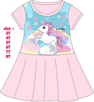 Engros Til 8-12Y børn Tegnefilm kjole børn Casual Unicorn tøj