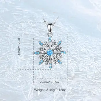 Eudora Nye 925 Sterling Sølv, blå krystal sne halskæde hvid CZ Halskæder Elegante, fine Smykker, to farve Blomst Vedhæng D582