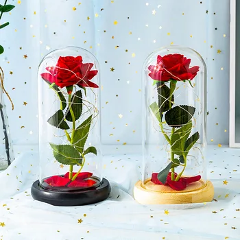 Evige Rose LED Lys, Skønhed Udyret I Glas Cover Fortryllet for altid Rose Hjem Udsmykning Til Mor Valentines Dag nytår Gave