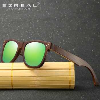 EZREAL Ægte Træ Solbriller, Polariserede Træ-Briller UV400 Bambus Solbriller Brand Træ-Sol Briller Med Træ-Sag