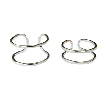 F. I. N. S 925 Sterling Sølv Enkelt Dobbelt Lag Glossy Ringe til Kvinder Finger Ring i Sølv 925 Dekoration Fine Smykker