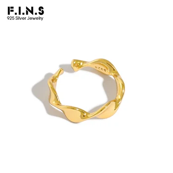 F. I. N. S Pure S925 Sterling Sølv Ring INS Enkel Mobius Twist Væver Åbning Finger Ring koreanske Mode Smykker