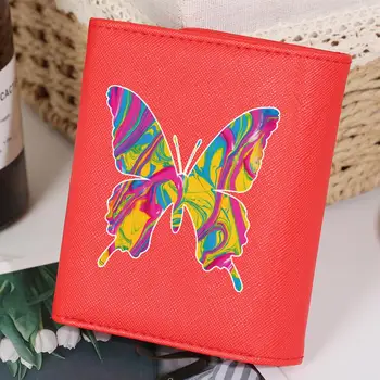 Farve Butterfly Læder Tegnebog Kvinder Kort Pung Kortholderen Kvinder Tegnebøger Penge Bag Lynlås Mønt Lomme, Pung, Mine Damer Tegnebøger