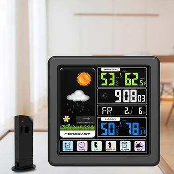 Farve Vejr Station Ur Digital Touch Screen Temperatur Luftfugtighed Overvågning Alarm Soonze Trådløse Vejrudsigt Sensor