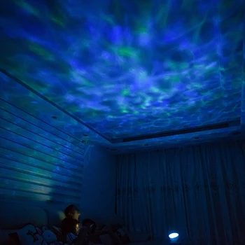 Farverige Ocean Wave Projektor LED Sky Nat Lys Med USB-Fjernbetjening TF-Kort Musik Afspiller Højttaler Børns Nat Lys