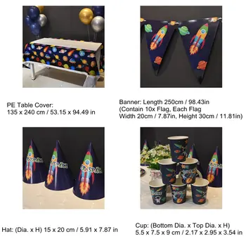 Farverige Rum Part Tema Engangsservice, Papir Kopper, Servietter Og Duge Fødselsdag Dekorationer Til Børn Festartikler