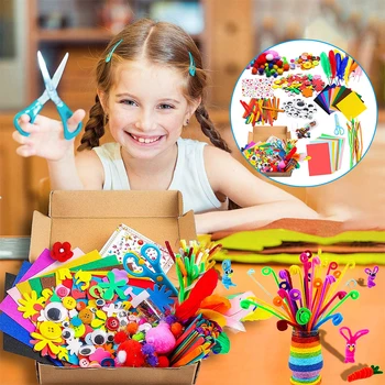 Farvet Træ Popsicle Plys-Pinde Pompoms Stick Børn DIY Håndlavet Kunsthåndværk Legetøj Is Lolly Kunst Håndværk Værktøjer GYH