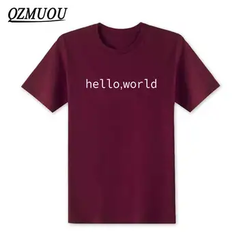 Fashion Første Program Hello World T-Shirts til Mænd Nørd Bomuld kortærmet T-Shirt med Cool Trykt Sjove Programmør T-shirt Tee XS-XXL