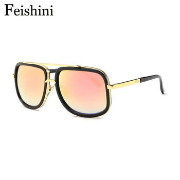 FEISHINI 2020 Shop Tællere Kobber Skjold Solbriller Mænd Polariseret Spejl UV400 Klassiske Brand Designer Unisex Solbrille Til Kvinder