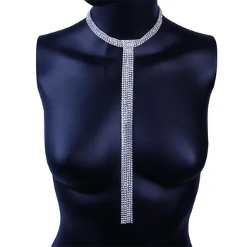Fersken-Yao lange fuld diamant klo kæde multi-lag sort diamant halskæde female halskæde krop kæde sexet kjole tilbehør