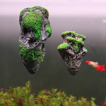 Fish Tank Flydende Rock Suspenderet Kunstige Mos, Sten akvarieplante Flyvende Pimpsten Ornament Baggrund Aquarium 3D Dekoration