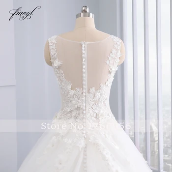 Fmogl Elegante Blomster Blonder Princess Wedding Dress 2020 Pynt Beaded Vintage Bride kjoler Vestido De Noiva Plus Størrelse