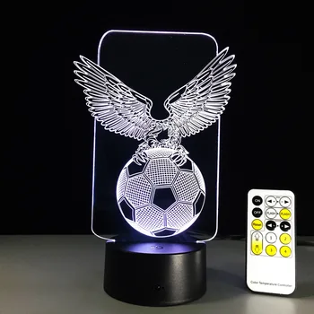 Fodbold Eagle Formet 3D-Nat Lys Hologram LED-Lampe Touch Sensor For sportsfans Bedste Gave, 7 Farve Skiftende Lampe Drop Skib