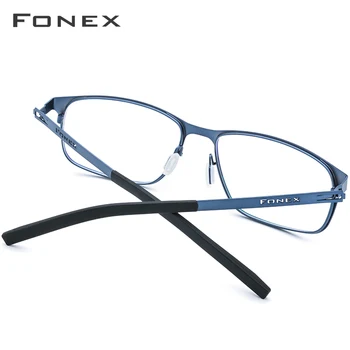 FONEX Legering Optiske Briller Mænd Pladsen Nærsynethed Recept Briller Ramme Mandlige Metal Korea Skrueløs Brillerne 983