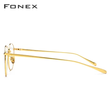 FONEX Ren Titanium Briller Ramme Mænd Ultralet Runde Nærsynethed Optisk Recept Briller Rammer Kvinder Retro Briller 883