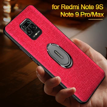 For Redmi Bemærk 9S 9 Pro Max 8 Tilfælde Klud Magnetiske bilholder Ring Stødsikkert Tilbage Dække for Xiaomi Redmi Note 7 8 8T 9 Pro Sag