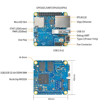FriendlyElec Nanopi NEO3 Mini Development Board(SBC) RK3328 Gigabit Ethernet-port 1 GB/2 GB DDR4 RAM OpenWrt/Ubuntu Nanopi NEO2