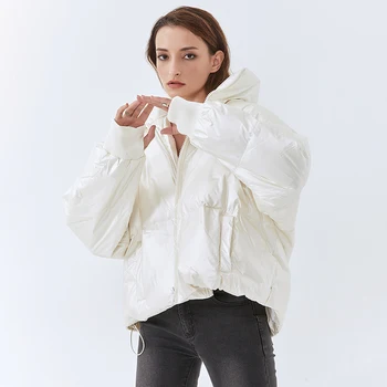 GALCAUR Minimalistisk Sustans Cotton Coat Til Kvinder Stå Krave langærmet Tyk Korte Frakker Kvindelige Mode Nyt Tøj 2020