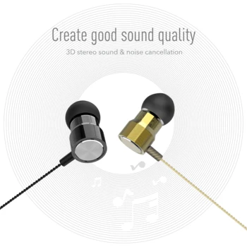 GENAI metal Stereo In-ear Øretelefon 32Ω HIFI Headphones Wired Kontrol Bass Lyd Øretelefoner til Xiaomi Samsung 3,5 mm