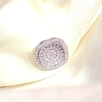 Geometriske Mode Micro Bane Cubic Zircon Ringe til Kvinder bryllupsfest hvidguld Stor Finger Ring Smykker Gave Dropshipping