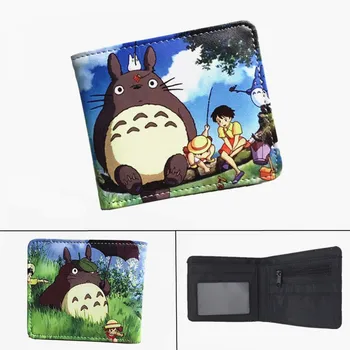 Ghibli Animationsfilm Min Nabo Totoro PU-Bifold-Wallet-Foto Kortholderen Studerende Mønt Læder-Mænd-Kvinder ' s Tegneserie Kort Punge Gave