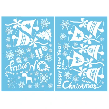 Godt nytår Xmas Udsmykning Vinyl Vægmaleri Kunst Diy 3d-Visning vægoverføringsbilleder 2stk juletræ Glas Windows Festival Decals