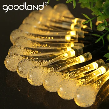 Goodland LED String Lys 6M Fairy Lights 30 Lysdioder dråbe Vand Belysning Udendørs Til Dekoration Solar Panel LED julelys