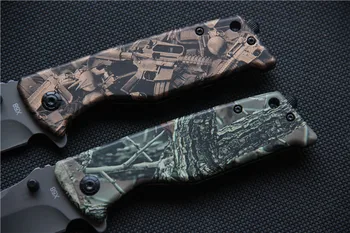 Gratis forsendelse camouflage håndtere folde kniv, kniv 5CR13MOV 57HRC udendørs camping overlevelse jagt kniv bærbare Lomme kniv