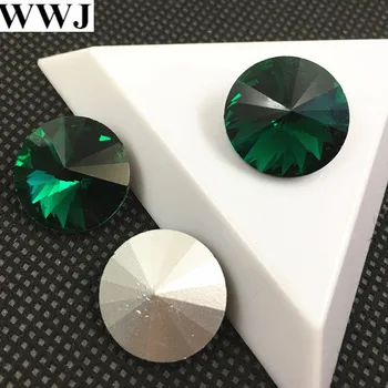 Grøn Zircon Farve Rivoli Crystal Fancy Sten Punkt Tilbage Glas Sten Til Smykker at Gøre 6mm 8mm 10mm 12mm 14mm 16mm 18mm