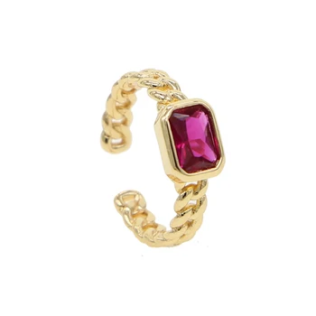 Guld cubanske kæde enkelt sten finger ring kvinder smukke enkle mode enkelt sten forlovelsesringe