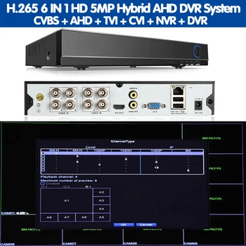 H. 265 6in1 4CH/8CH/16CH AHD DVR Overvågning Sikkerhed CCTV DVR Optageren 5MP -N Hybrid DVR yrelsen For Analog AHD CVI TVI IP-Kamera