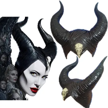 Halloween Cosplay Maleficent: Elskerinde af en Ond Heks Horn Hovedbeklædning Maske Hovedbeklædning Hjelm Part Black Queen