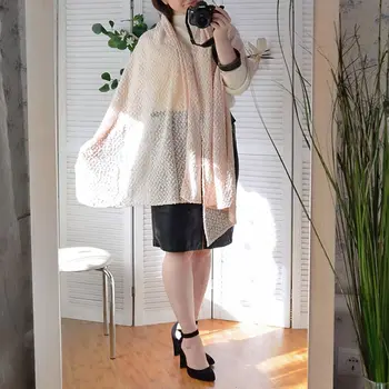 Harajuku Efterår og Vinter Kvinder Tørklæde Mode Soild Dot Dame Wraps Sjal Kapper 80*200cm