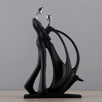 Harpiks Dansende Par Statue Europæiske Skulptur Abstrakte Figurer Kreative Håndværk Vin Kabinet Boligindretning, Pynt D131